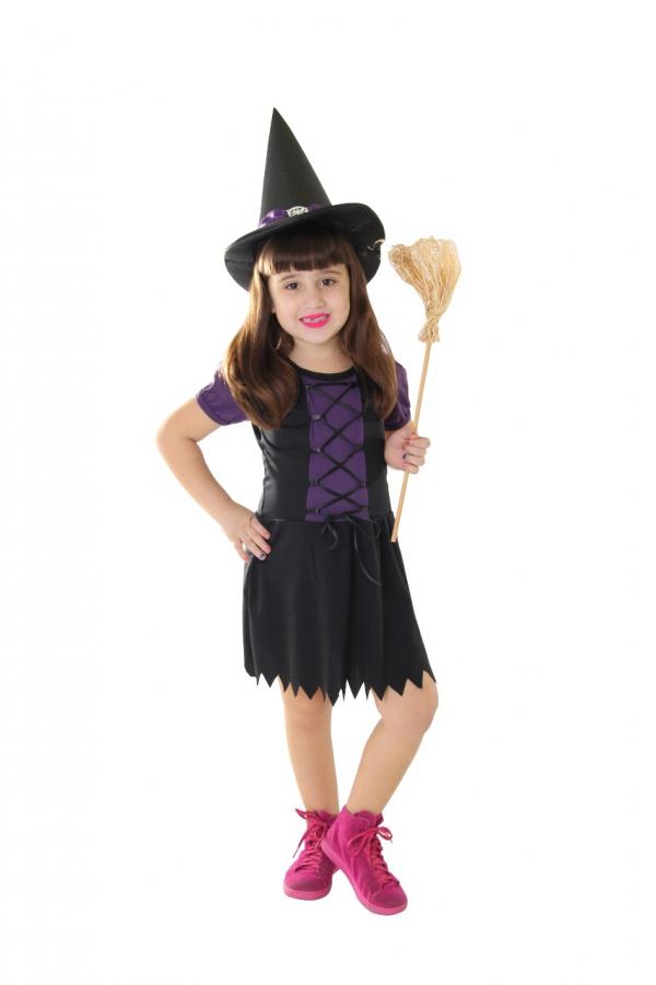 Fantasia de Bruxa Halloween Infantil