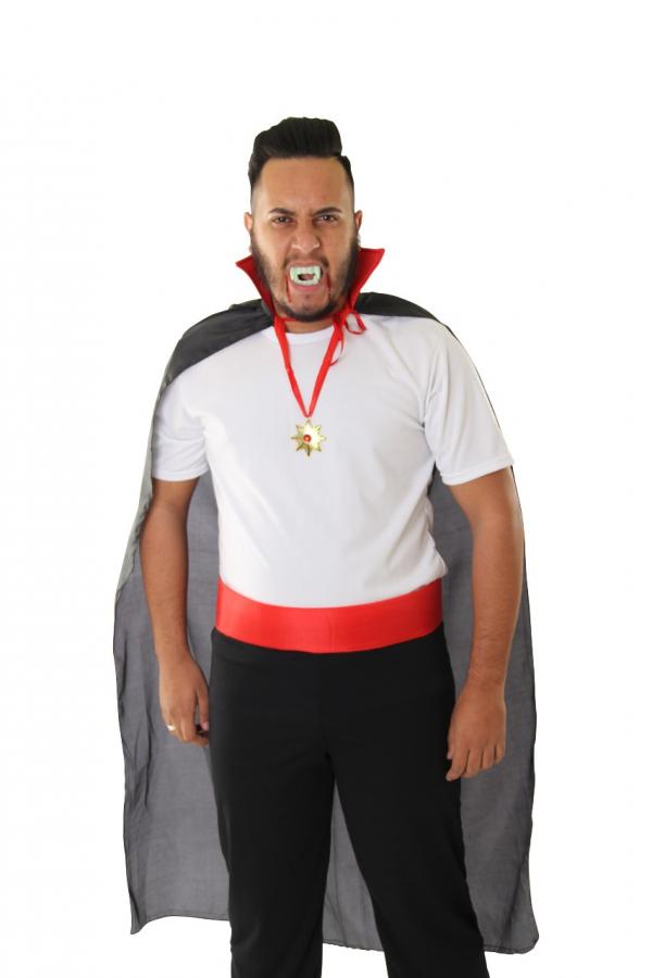 Fantasia Vampiro Drácula Adulto Masculino Halloween em Promoção na