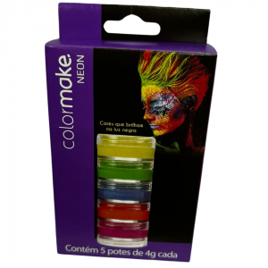 C0008 - MAQUIAGEM CREMOSA NEON CARTELA COM 5 CORES 100% VEGANO      