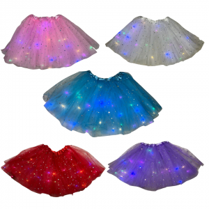 C72310 - SAIA TULE 30cm COM LED CORES : ROSA / AZUL CLARO / BRANCO / VERMELHO / LILAS.      