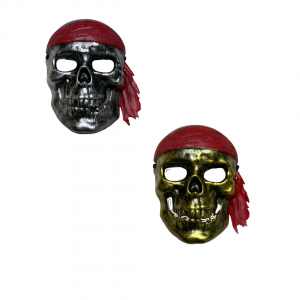 C72379 - MÁSCARA CAVEIRA PIRATAS PRATA E DOURADA      