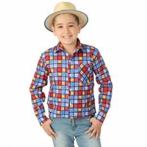 J303 - Camisa de Popeline Manga Longa Infantil      