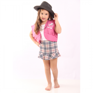 J304R - Colete Country Rosa Infantil      