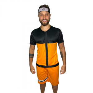 F285 - NINJA LARANJA ADULTO ACOMPANHA BANDANA      