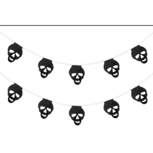 H115 - BANDEIRINHA PLÁSTICA DE HALLOWEEN COSTURADA com 4 metros e FIGURAS SORTIDAS      