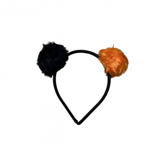 H2050 - TIARA POMPOM LARANJA E PRETO      