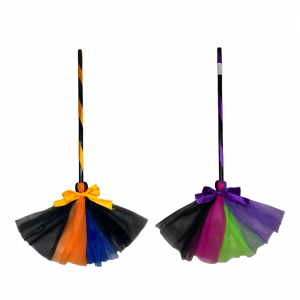 H837 - VASSOURA DE BRUXA EM TECIDO - MULTICOLORIDO 70 cm      