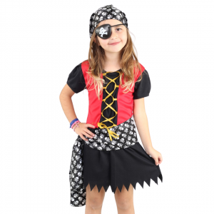 F110/ F111 - Fantasia Pirata Feminina Infantil Vestido 100% Poliéster     